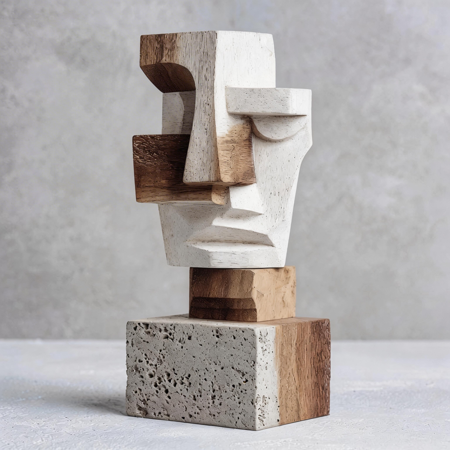 Fragmented Cubist Gaze l Wood Sculpture