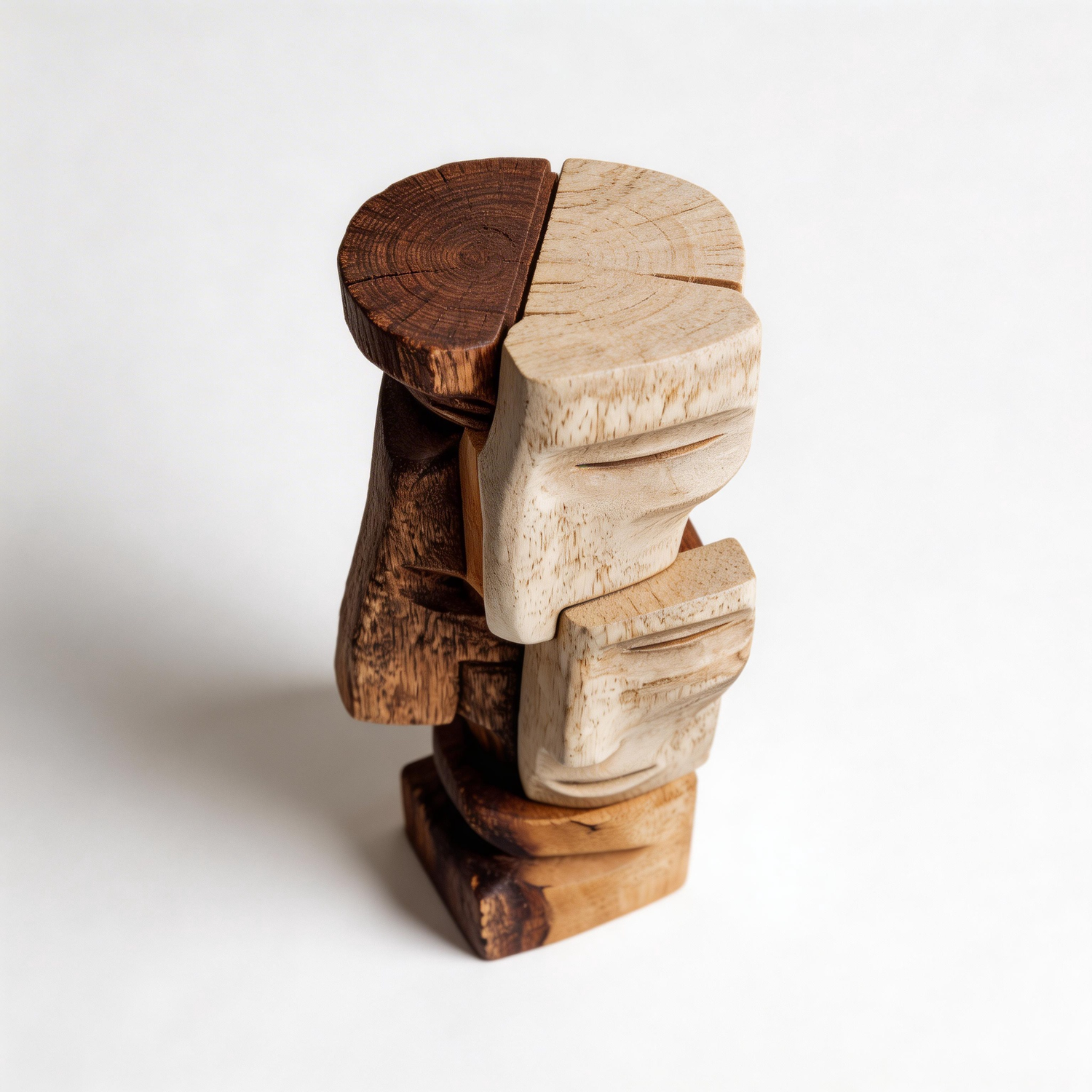 Stacked Dual Visions l Wood Sculpture
