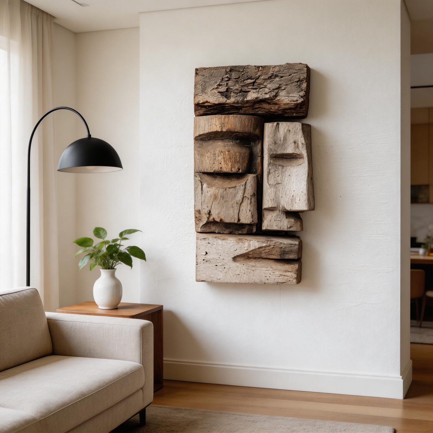 Fragmented Cubist Wooden Wall Sculpture  Wood Sculpture