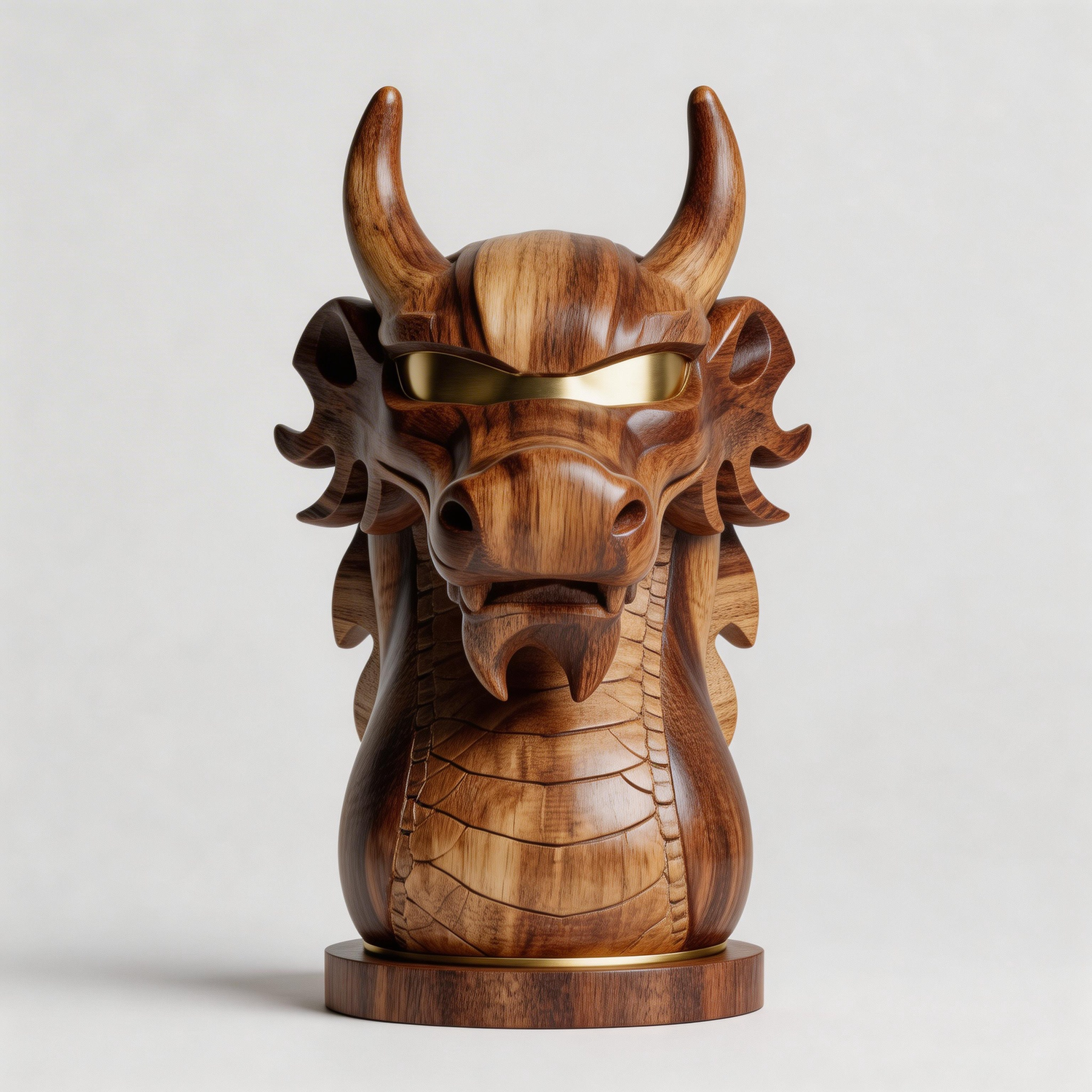 Hand-Carved Modernist Dragon Head Sculpture