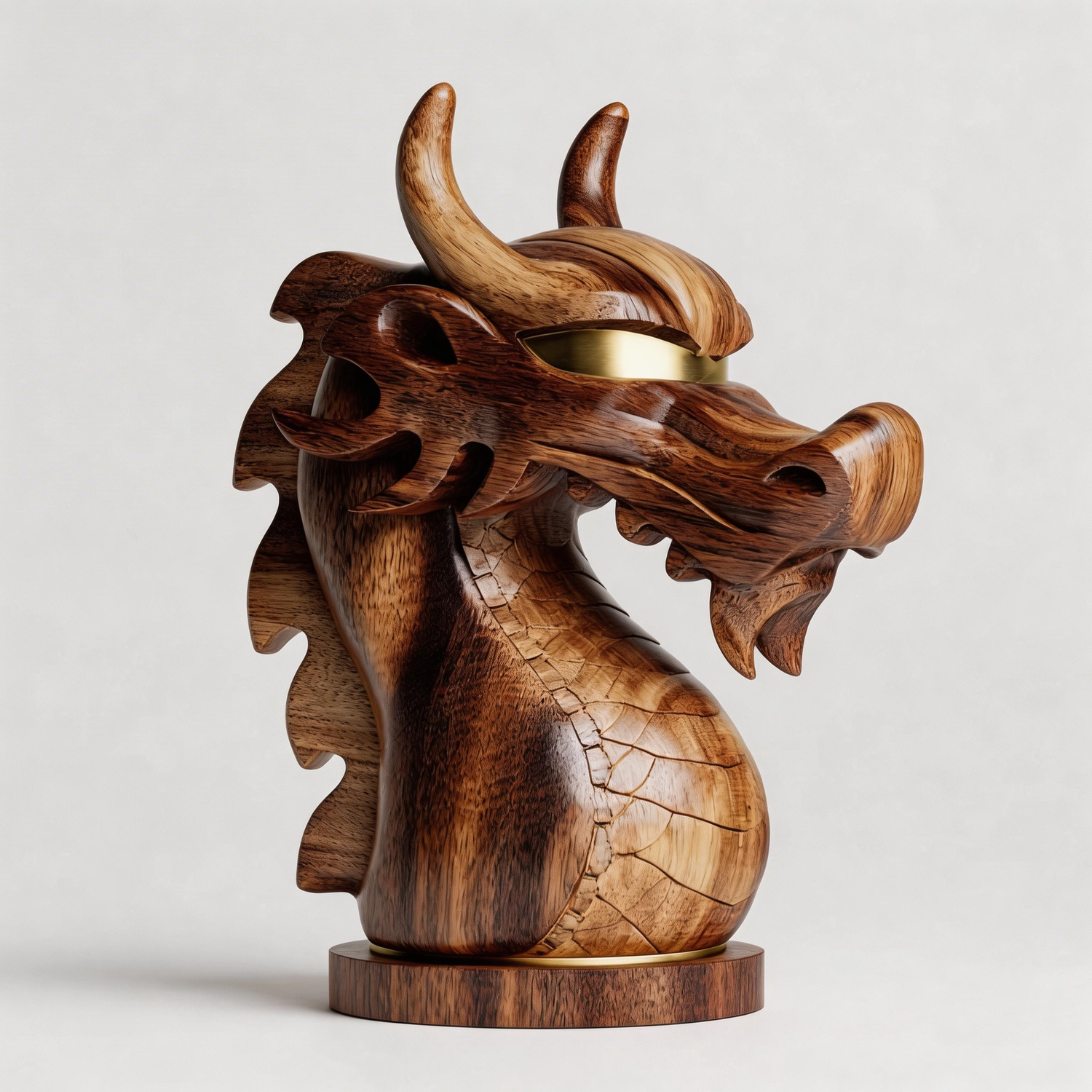 Hand-Carved Modernist Dragon Head Sculpture