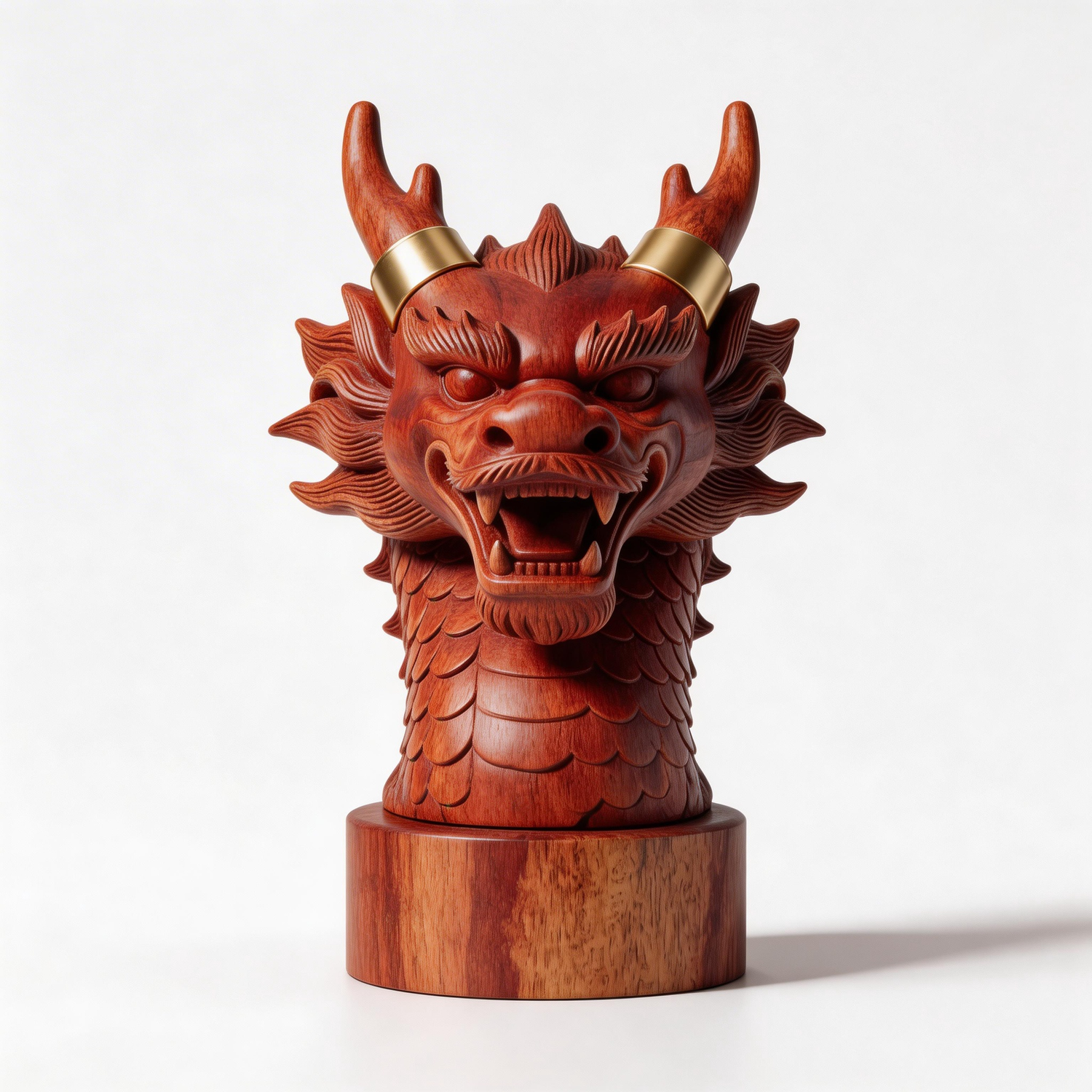 Hand-Carved Artisan Dragon Head Sculpture