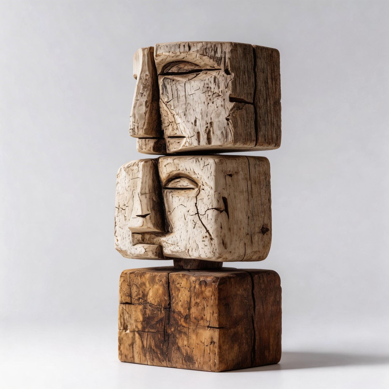 Quadruple Split Totem Visage Sculpture