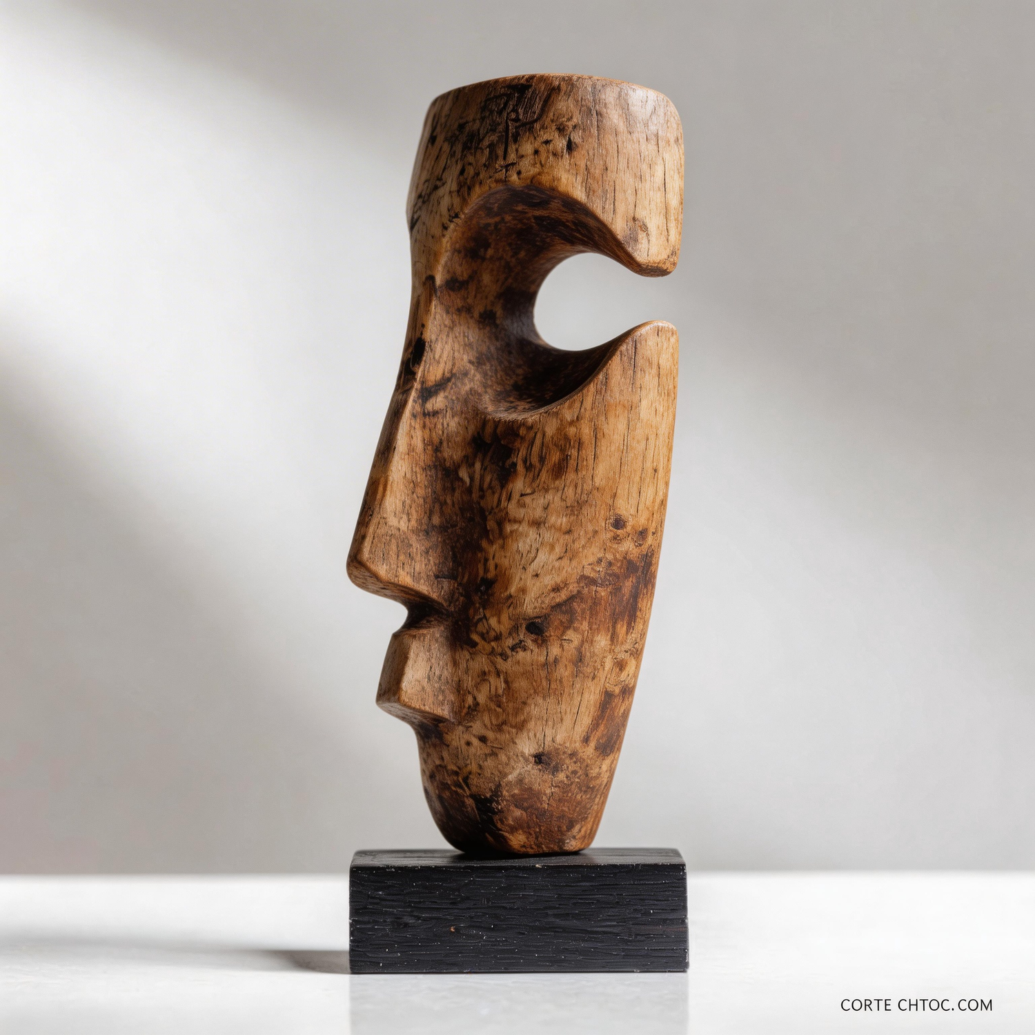 Asymmetrical Tribal Eroded Mask Sculpture
