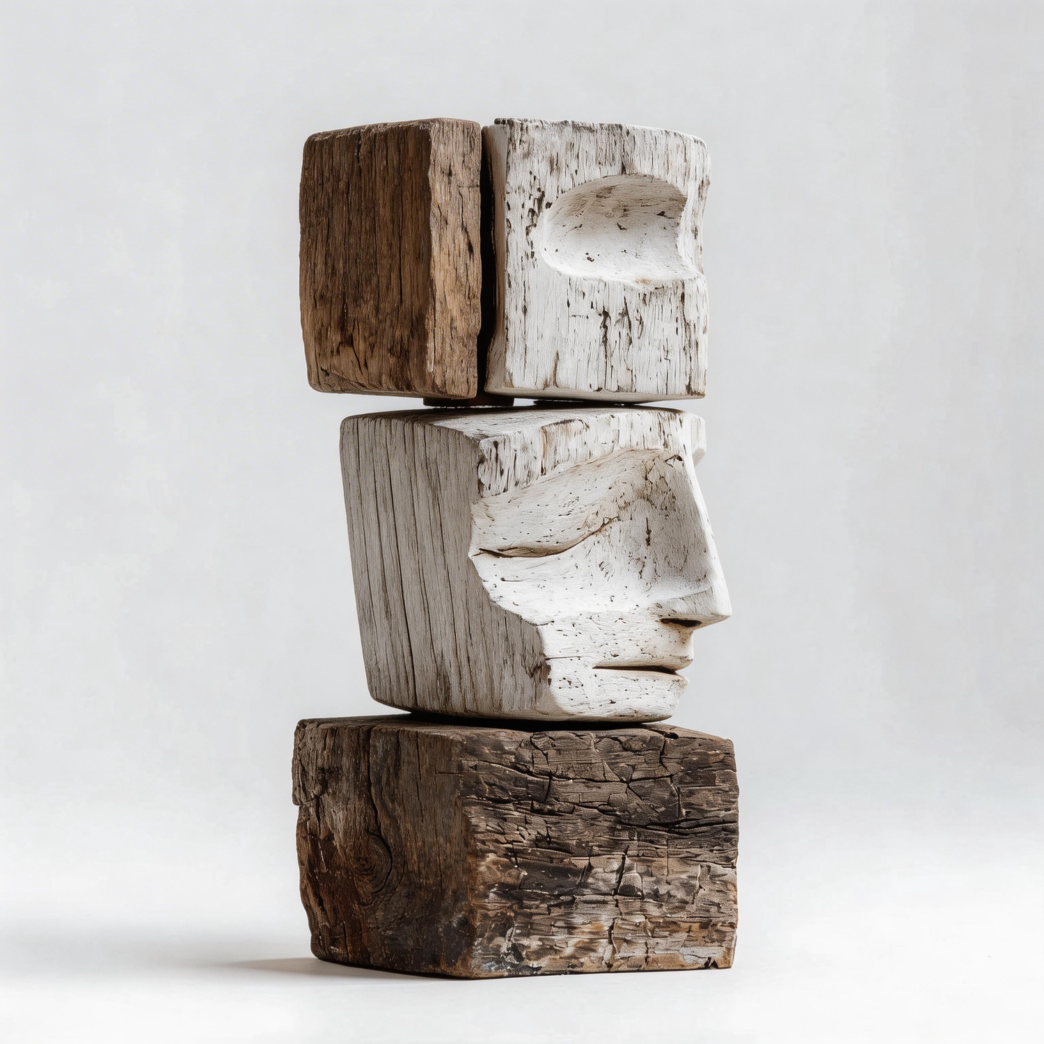 Quadruple Split Totem Visage Sculpture