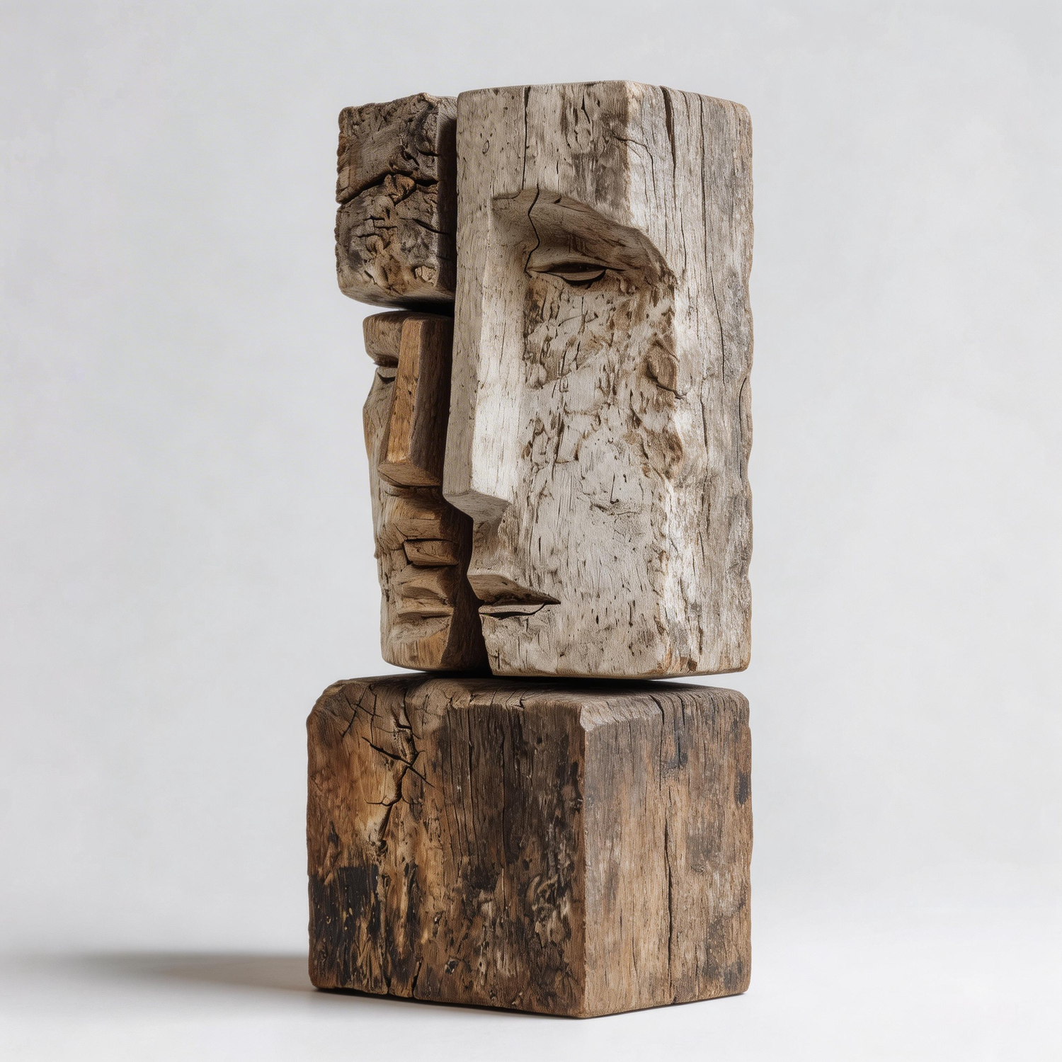 Stacked Dual Face Totem Sculpture