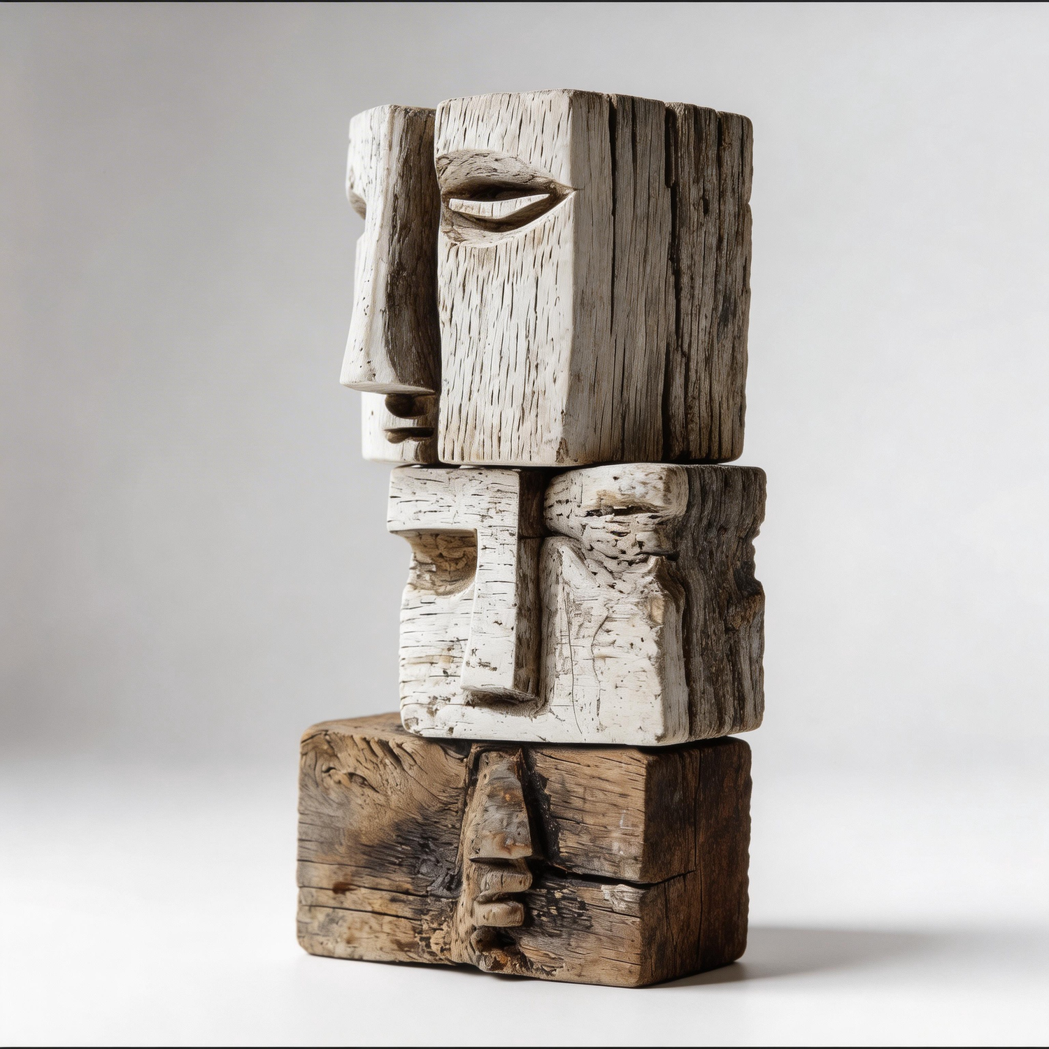 Multi-Faceted Stacked Totem Sculpture