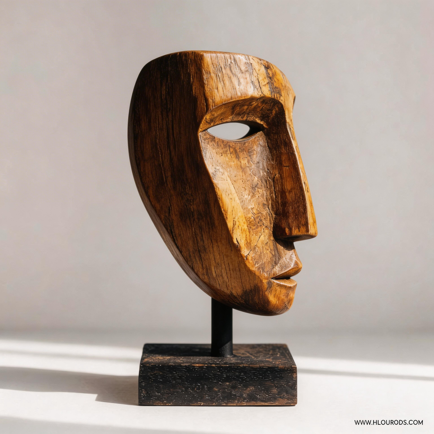 Asymmetrical Weathered Mask Sculpture