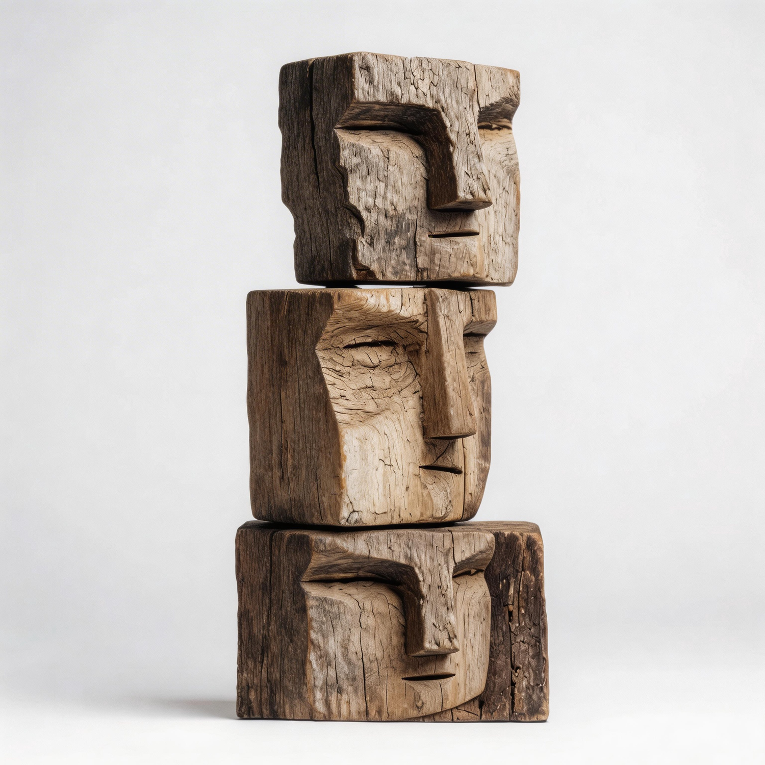 Triple Tiered Primitive Totem Sculpture