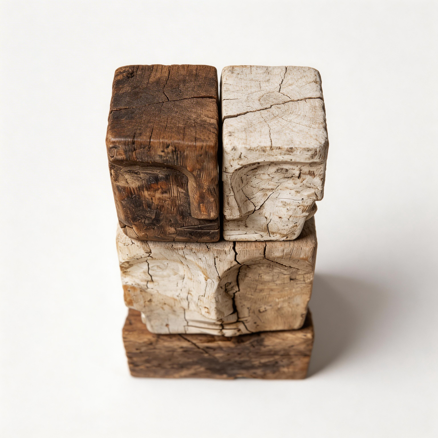 Split Totem Stacked Visage Sculpture