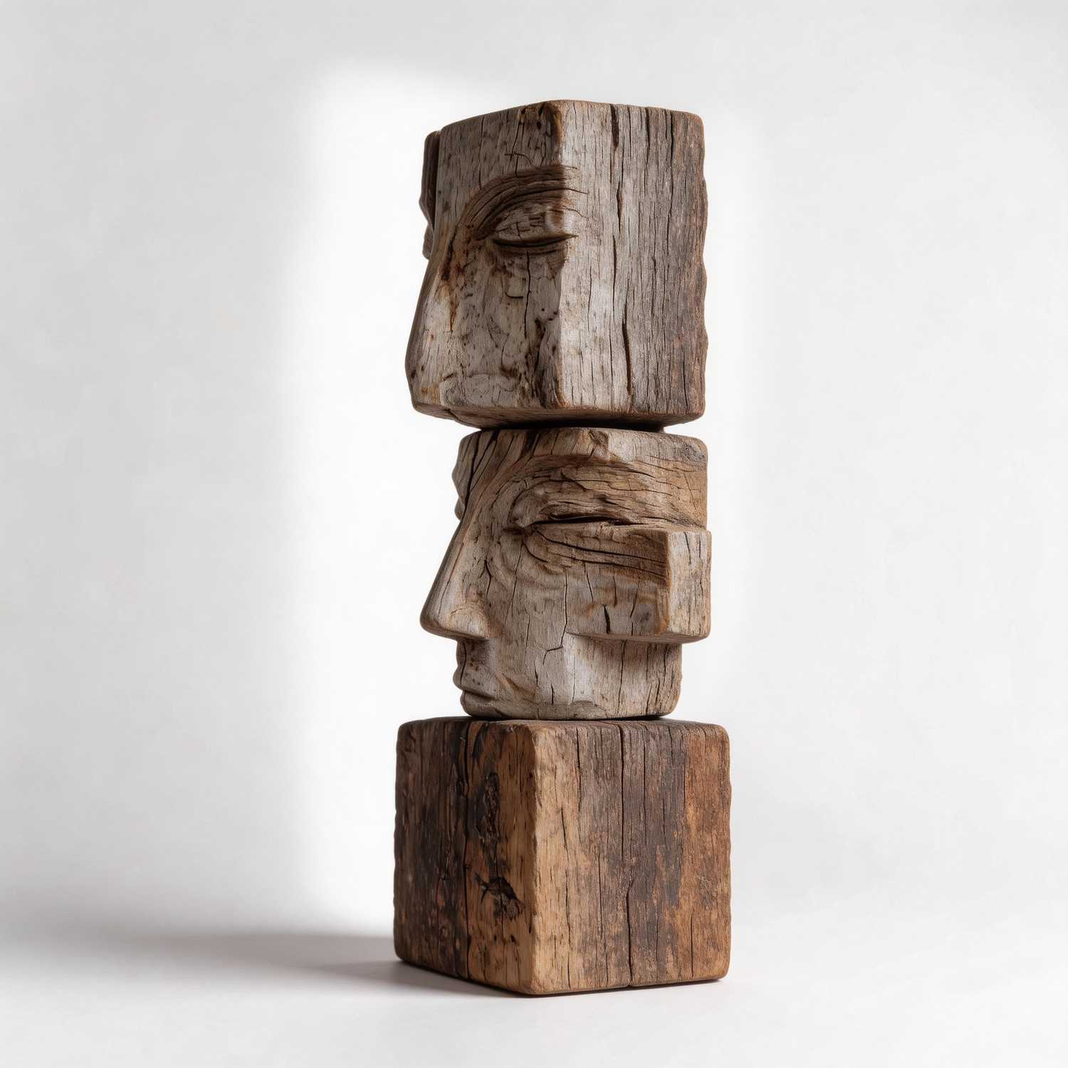 Fragmented Totem Stacked Visage Sculpture