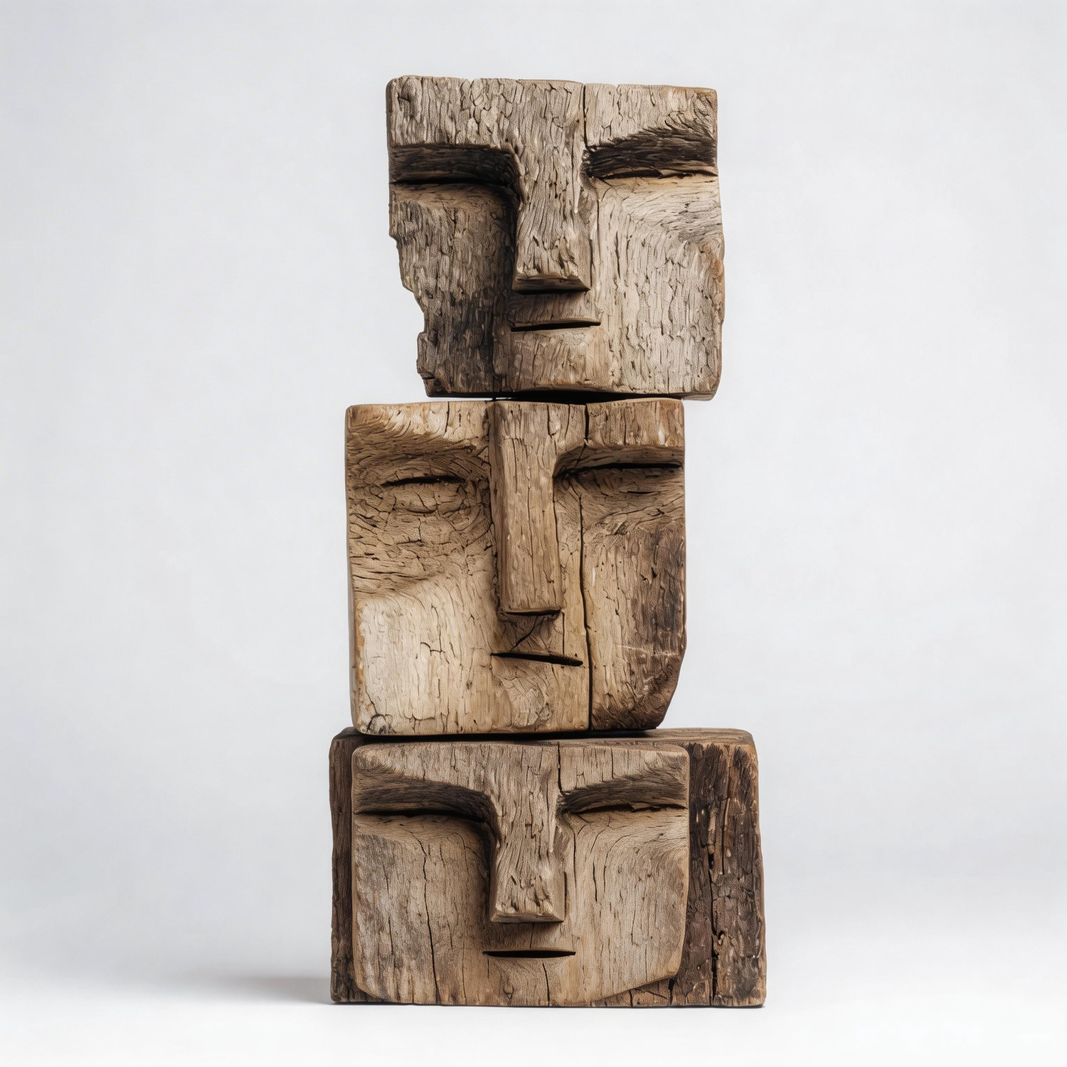 Triple Tiered Primitive Totem Sculpture
