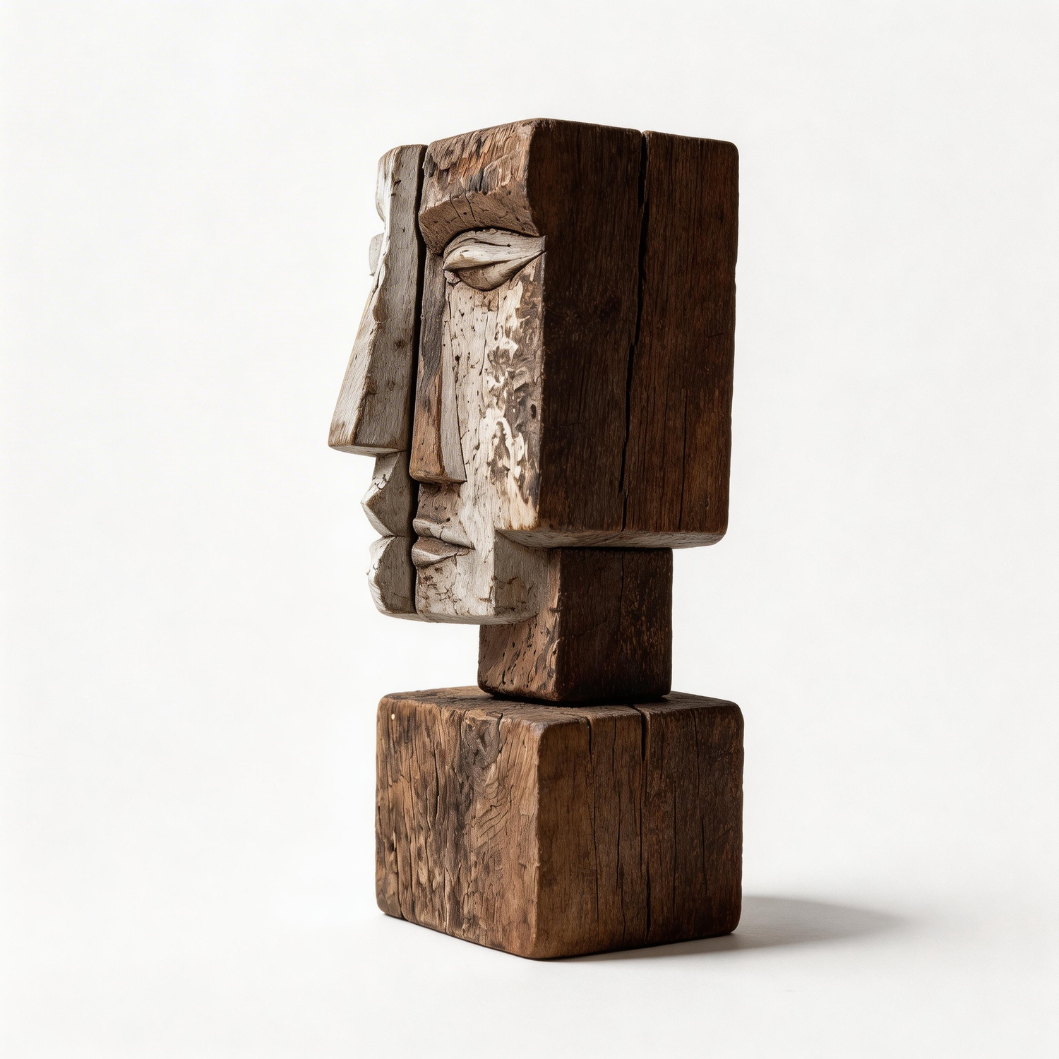 Dual Faced Split Totem Sculpture