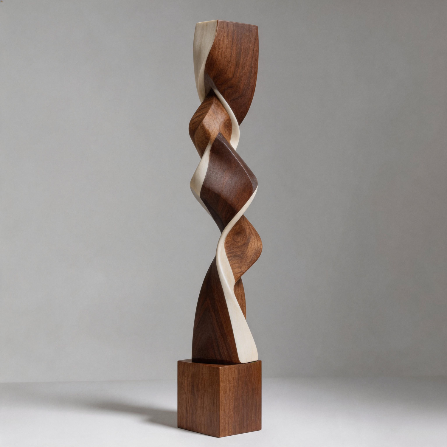 Angular Dual Helix    | Large Wood Sculpture