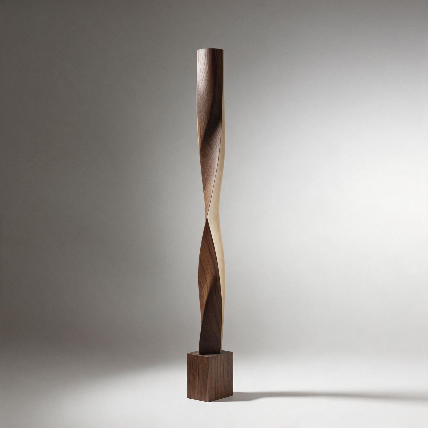 Slender Dual Helix   | Large Wood Sculpture