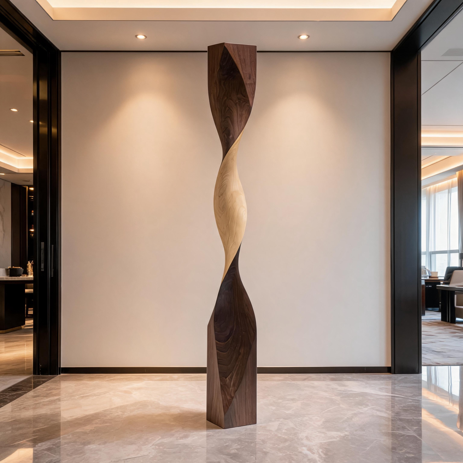Contrast Twist Monolith   | Large Wood Sculpture