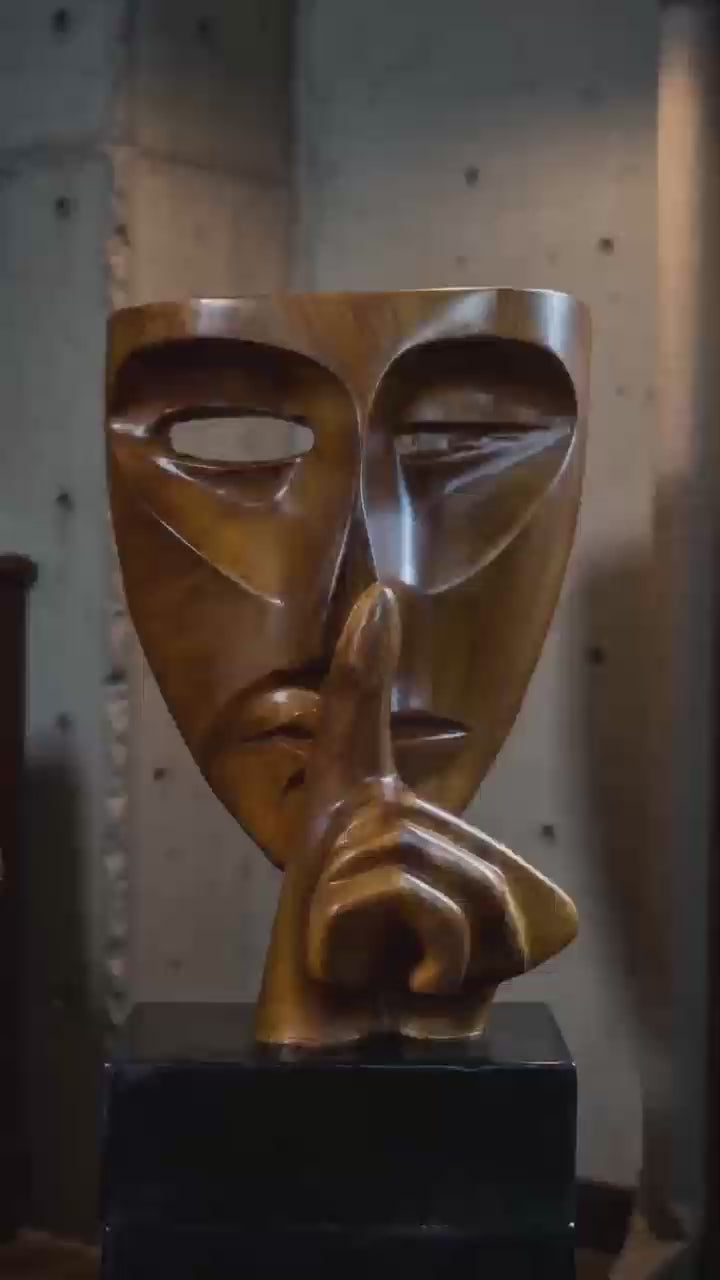Polished Silence Mask Sculpture